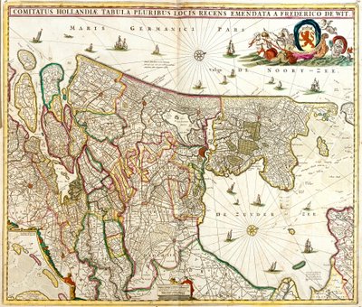 Mapa hrabiego Holandii (Holandia) (akwaforta autorstwa Frederick de Wit