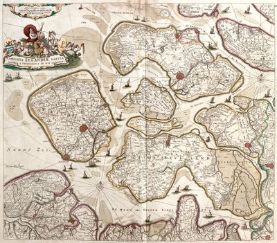 Mapa hrabiego Zelande (Holandia) (akwaforta autorstwa Frederick de Wit