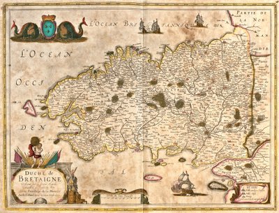 Mapa Księstwa Bretanii (Francja) (akwaforta) autorstwa Frederick de Wit