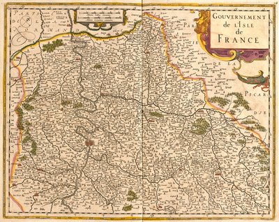 Mapa Ile de France (Francja) (akwaforta autorstwa Frederick de Wit