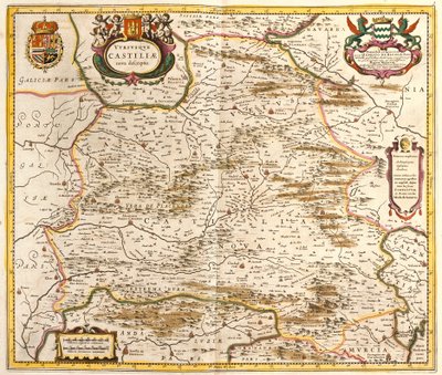 Mapa Królestwa Kastylii (Hiszpania) (akwaforta autorstwa Frederick de Wit
