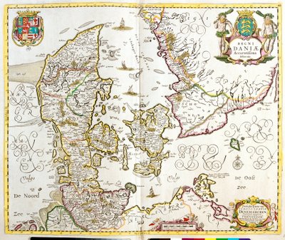 Mapa Królestwa Danii (akwaforta autorstwa Frederick de Wit