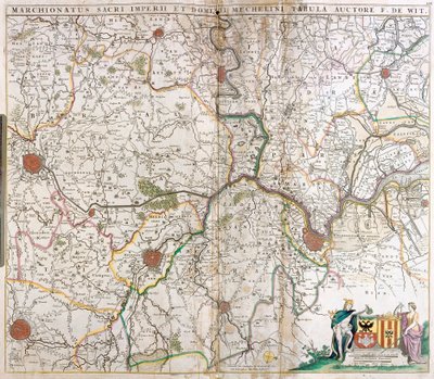 Mapa markizów Świętego Cesarstwa Germańskiego i Władzy Mechelen (Holandia) (akwaforta autorstwa Frederick de Wit