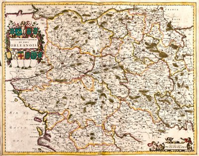 Mapa rządu generalnego kraju Orlean (Francja) (akwaforta autorstwa Frederick de Wit