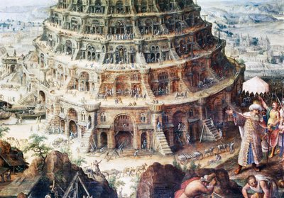 Wieża Babel, szczegół autorstwa Frederick van Valkenborch