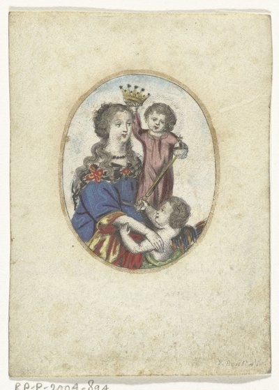 Madonna z Dzieciątkiem i aniołem w owalu autorstwa Frederik Bouttats (de Jonge) (attributed to)