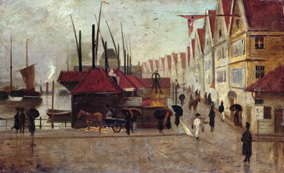 Nabrzeże w Bergen autorstwa Frederik Collett