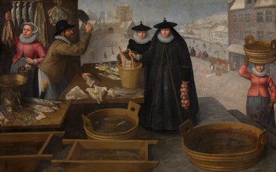 Targ rybny (olej na płótnie) autorstwa Frederik Valckenborch