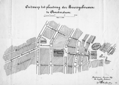 Projekt na giełdę towarową, Amsterdam, sytuacja. Listopad 1879 autorstwa Frederik Willem van Gendt