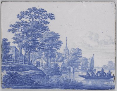 Prostokątna tablica z krajobrazem rzeki autorstwa Frederik van Frytom (attributed to)