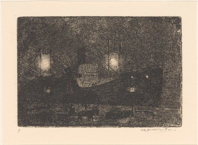 Łódź na nabrzeżu w nocy? autorstwa Frederika Henriëtte Broeksmit (signed by artist)