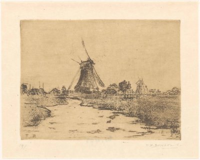Młyn na rowie autorstwa Frederika Henriëtte Broeksmit (signed by artist)