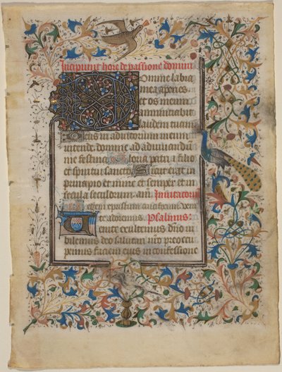 Kartka rękopisu z Księgi Godzin (incip. Passionis) autorstwa French 14th Century
