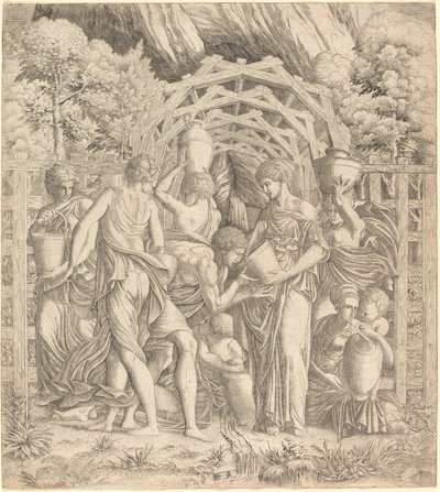 Młody mężczyzna pijący wodę (Rebecca i Eliezer?) autorstwa French 16th Century after Francesco Primaticcio