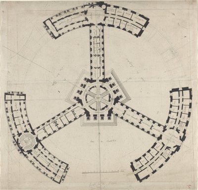 Plan gruntu pod Akademię Sztuk Pięknych autorstwa French 18th Century