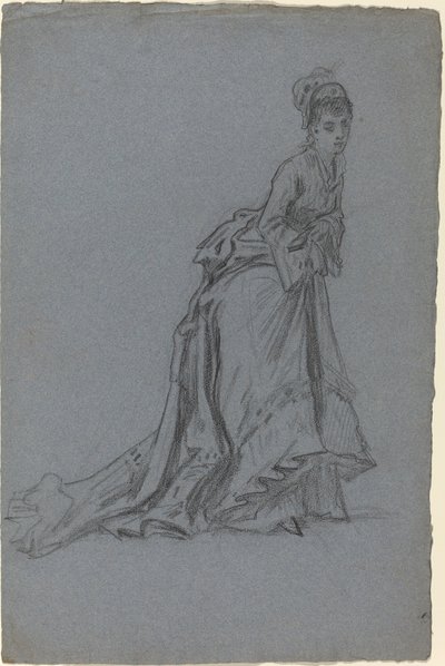 Modna młoda kobieta robi krok do przodu autorstwa French 19th Century
