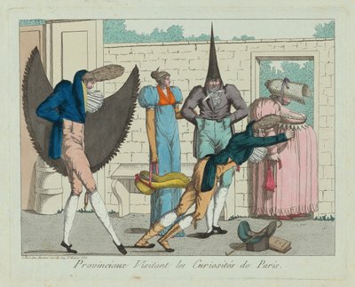 Prowincjałowie odwiedzający ciekawostki Paryża autorstwa French 19th Century