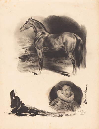 Szkice konia i szlachcica autorstwa French 19th Century