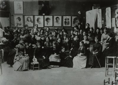 Academie Julian, Paryż, grupa studentów sztuki autorstwa French Photographer