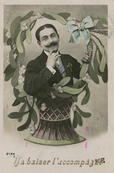 Z Pocałunkiem, pocztówka wysłana w 1913 r. (zdjęcie ręcznie kolorowane) autorstwa French Photographer