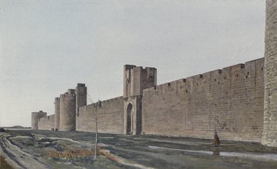 Aigues-Mortes, Zewnętrzny widok murów obronnych, wzięty z E autorstwa French Photographer