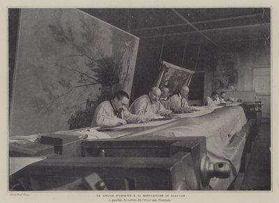 Warsztat plastyczny w Manufakturze Gobelinów Beauvais, Francja (zdjęcie czarno-białe) autorstwa French Photographer