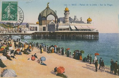 Plaża i Palais de la Jetee, Nicea. Pocztówka wysłana w 1913 roku. autorstwa French Photographer