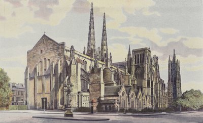 Bordeaux, Cathedrale St-Andre, ensemble S E i Tour Pey-Berland autorstwa French Photographer