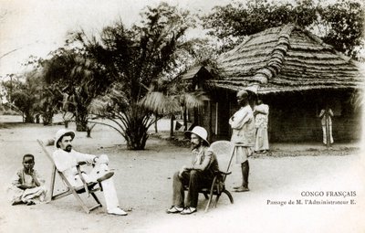 Brazzaville (Francuska Afryka Równikowa - AEF) Congo francais: przejście pana administratora E. początek XX wieku (zdjęcie czarno-białe) autorstwa French Photographer