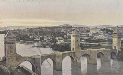 Cahors, Pont Valentre i widok na lewy brzeg Lotu autorstwa French Photographer