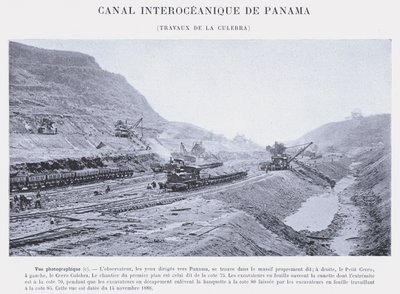 Panama Interoceanic Canal, Culebra Works (zdjęcie czarno-białe) autorstwa French Photographer