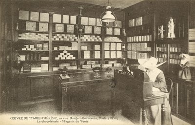 Sklep z czekoladą, 92 ​​Rue Denfert-Rochereau, Paryż (zdjęcie czarno-białe) autorstwa French Photographer
