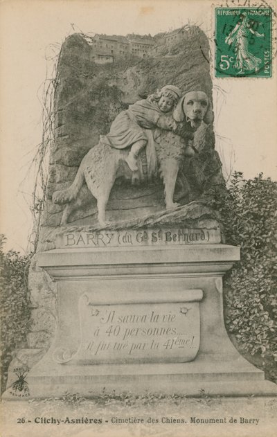 Clichy-Asnieres - Cmentarz dla psów. Pomnik Barry