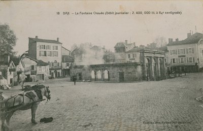 Dax - źródło ciepłej wody (dzienny przepływ: 2400000 litrów w temperaturze 64 stopni). Pocztówka wysłana w 1913 roku. autorstwa French Photographer