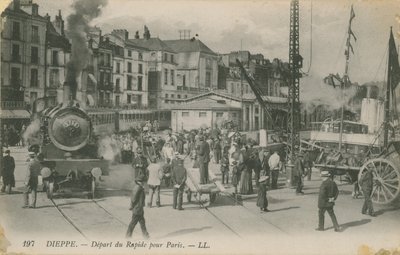 Wyjazd ekspresu Paris z Dieppe. Pocztówka wysłana w 1913 roku. autorstwa French Photographer