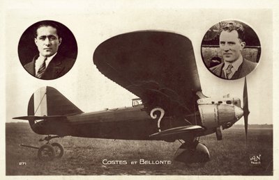 Dieudonne Costes i Maurice Bellonte, francuscy lotnicy (zdjęcie czarno-białe) autorstwa French Photographer