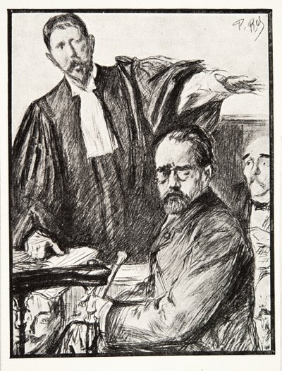 Dreyfus na swoim procesie, z Historii III RP, tom. I, Historia polityczna, wyd. 1933 (lito) autorstwa French Photographer