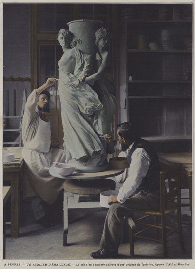 Warsztat emaliowania w fabryce porcelany Sevres we Francji (zdjęcie kolorowe) autorstwa French Photographer