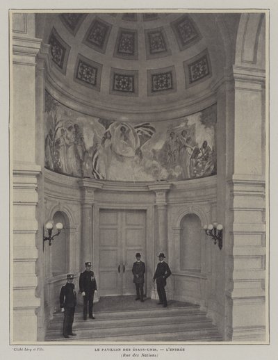 Wejście do pawilonu amerykańskiego, Exposition Universelle 1900, Paryż (zdjęcie czarno-białe) autorstwa French Photographer