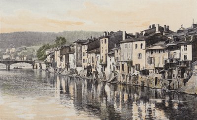 Epinal, Stare domy na Quai Rualmenil, nad brzegiem Mozeli autorstwa French Photographer