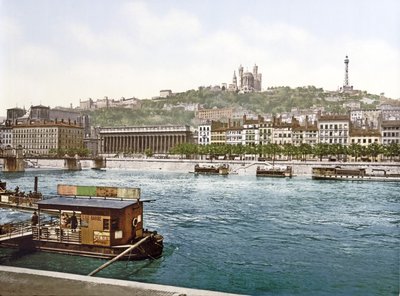 Fourviere z St. Antoine Quay, Lyons, wyd. ok. 1900 autorstwa French Photographer