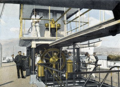 Francuska marynarka wojenna, koniec XIX w.: ćwiczenie na pasku nawigacyjnym - Biblia. des Art Deco. autorstwa French Photographer