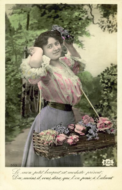 Dziewczyna z kwiatami na sprzedaż autorstwa French Photographer