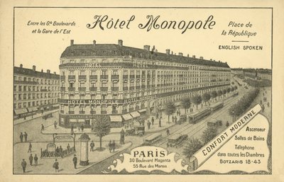 Hotel Monopole, Paryż (lito) autorstwa French Photographer