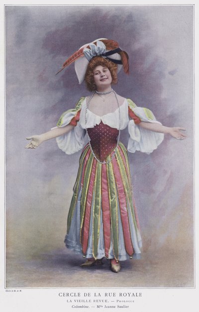 Jeanne Saulier jako Colombine w La Vieille Revue (kolorowe zdjęcie) autorstwa French Photographer