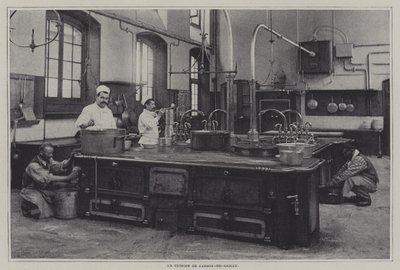 Kuchnia liceum Janson-de-Sailly, Paryż (zdjęcie czarno-białe) autorstwa French Photographer