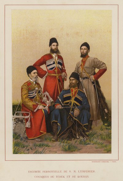 Armia rosyjska: osobista eskorta H M Cesarza, Kozaków Terek i Kuban (zdjęcie) autorstwa French Photographer