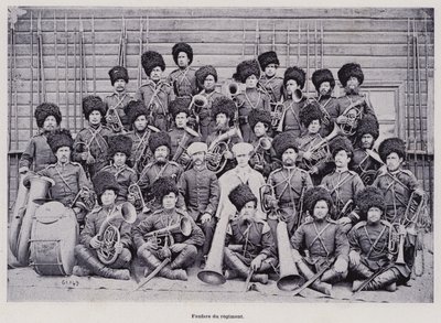 Armia rosyjska: orkiestra pułkowa (zdjęcie czarno-białe) autorstwa French Photographer
