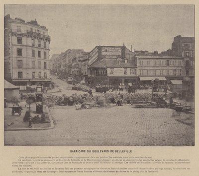 Komuna Paryska, Barykada Boulevard De Belleville (zdjęcie czarno-białe) autorstwa French Photographer