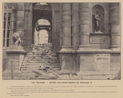 Komuna Paryska, Tuileries, Wejście do Apartamentów Napoleona III (zdjęcie czarno-białe) autorstwa French Photographer